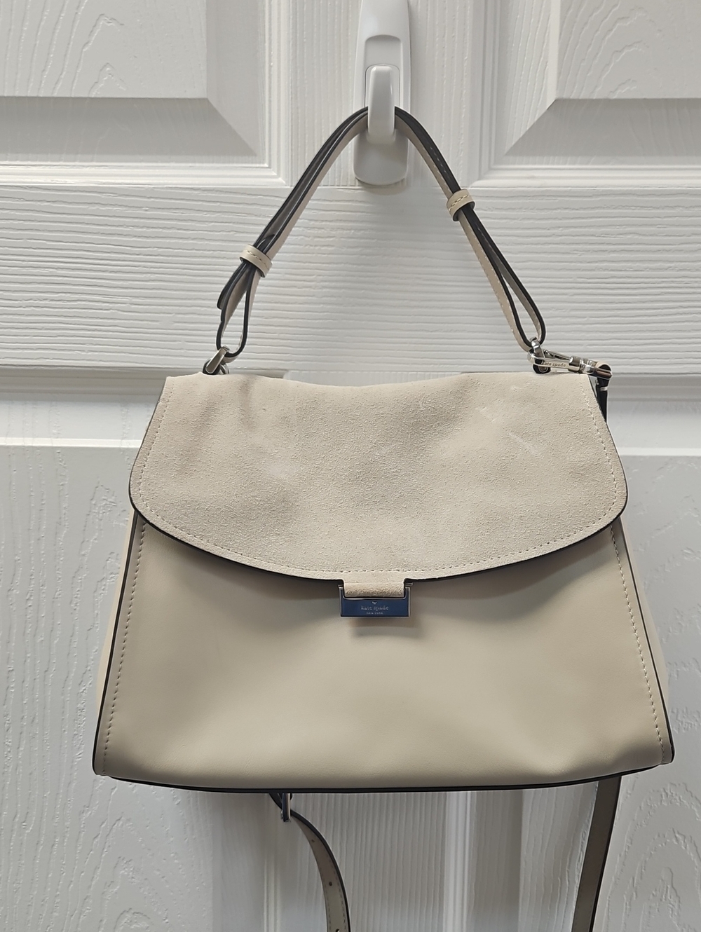 kate spade Cream Two-Tone Suede & Leather Satchel